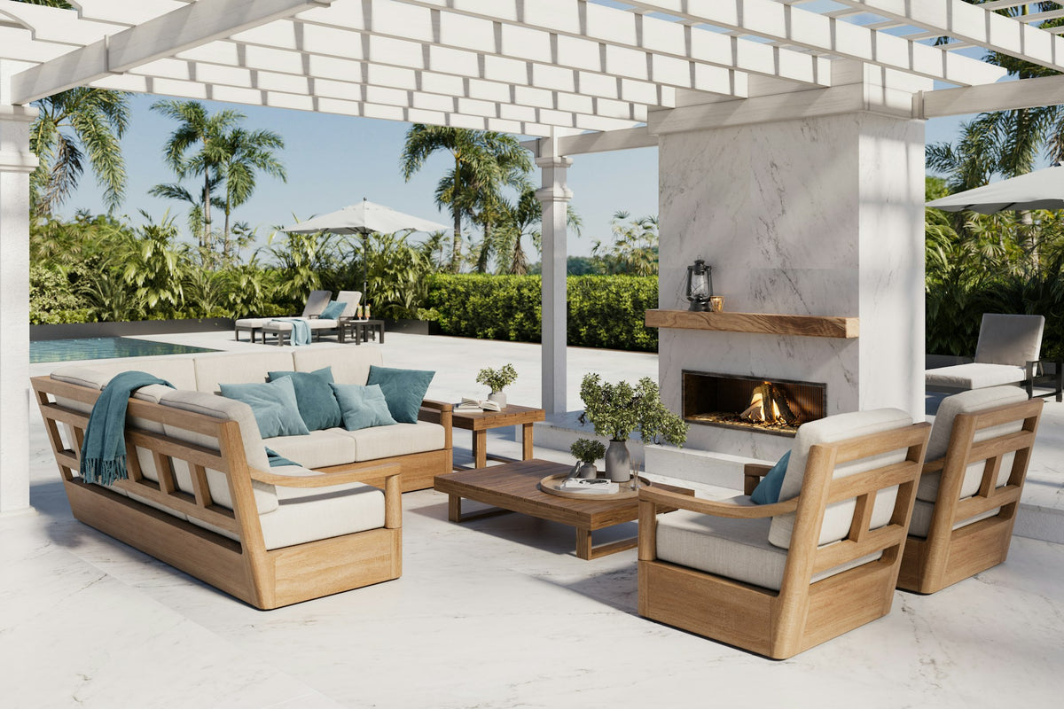 Dekton Marina — projet marina outdoor fireplace and flooring 3 | Union Stone