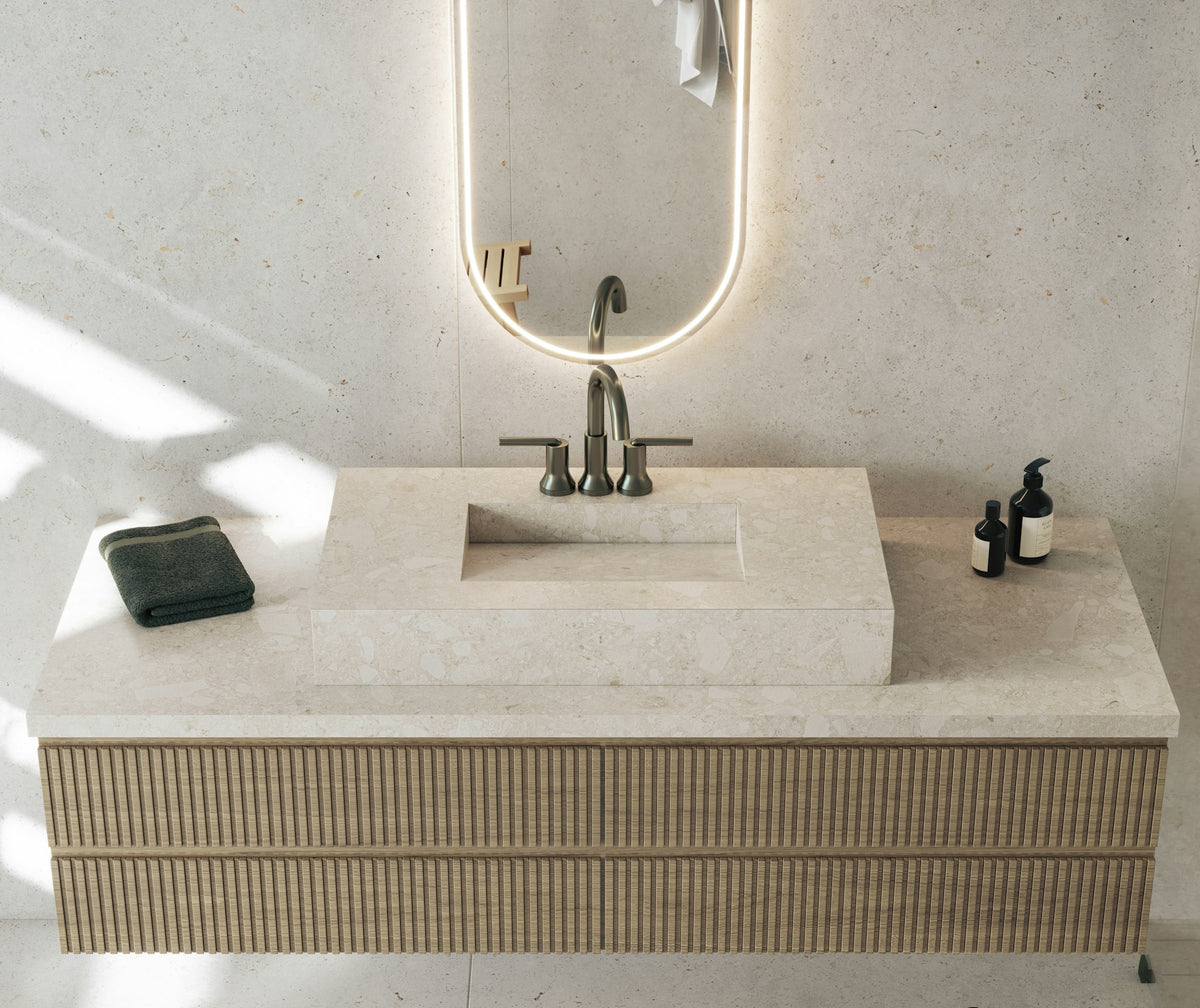 Dekton Polar — projet dekton pietra edition bathroom polar ava detalle | Union Stone