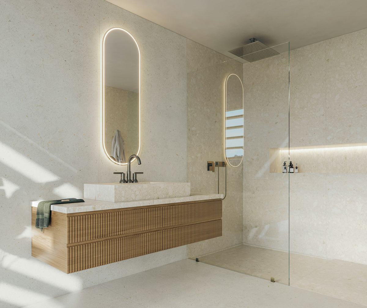 Dekton Polar — projet dekton pietra edition bathroom polar ava | Union Stone