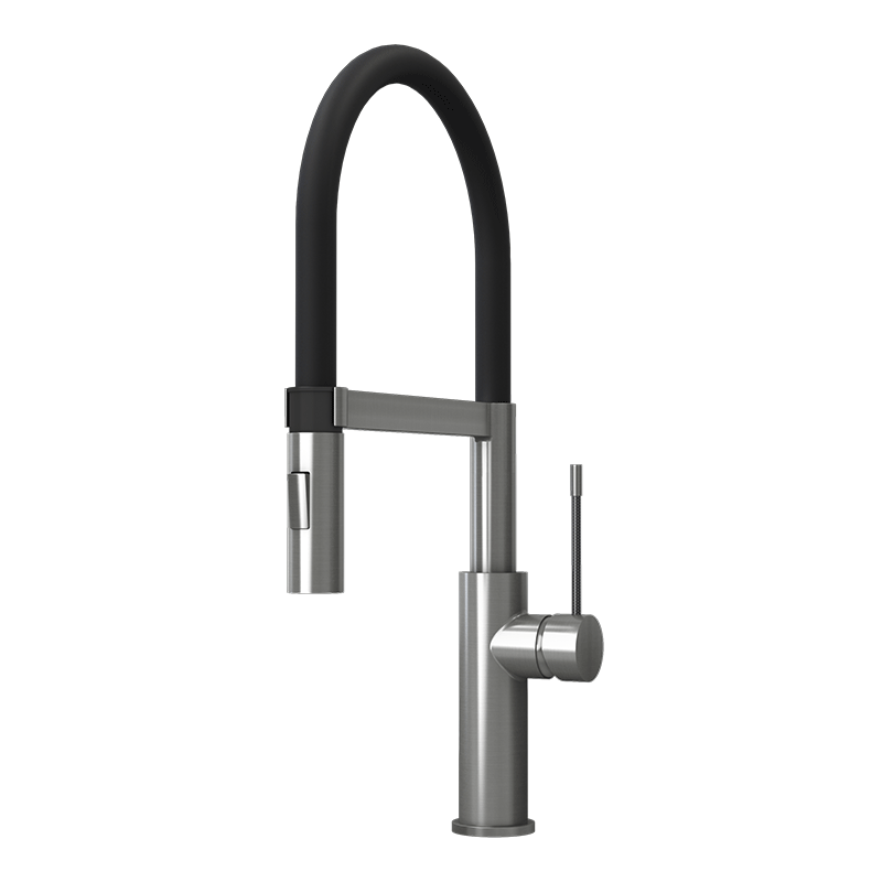 Rubi Soba — Robinet de cuisine mono-commande de style professionnel (RCH91D2SO) — fini Inox brossé