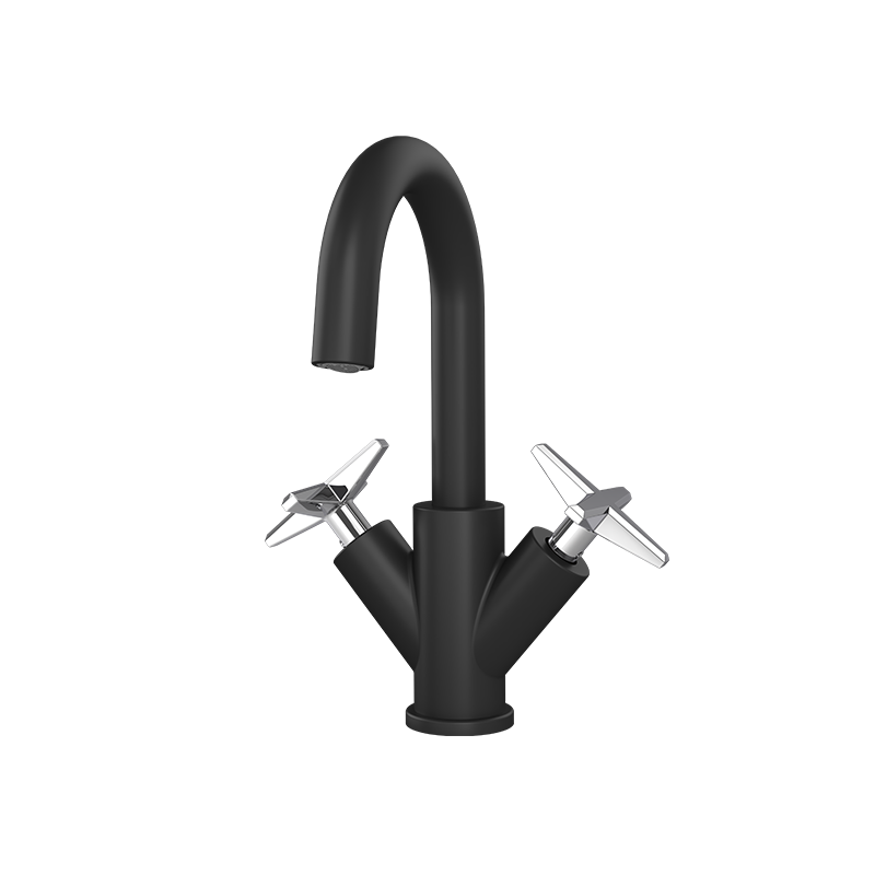 Rubi Lexa — Robinet de lavabo avec poignées en croix (RLX11) — fini Noir / Chrome