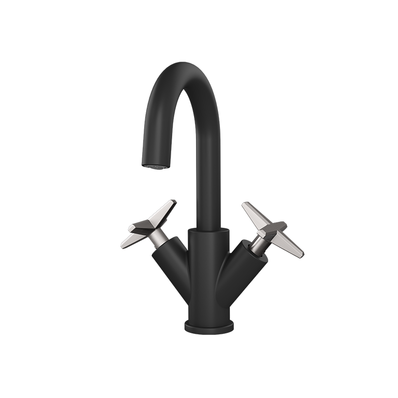 Rubi Lexa — Robinet de lavabo avec poignées en croix (RLX11) — fini Noir / Inox