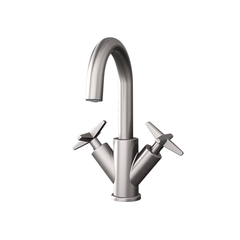 Rubi Lexa — Robinet de lavabo avec poignées en croix (RLX11) — fini Inox brossé