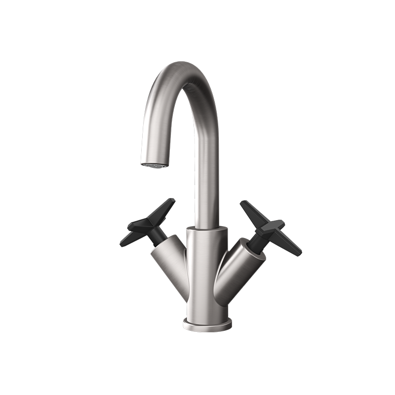 Rubi Lexa — Robinet de lavabo avec poignées en croix (RLX11) — fini Inox / Noir
