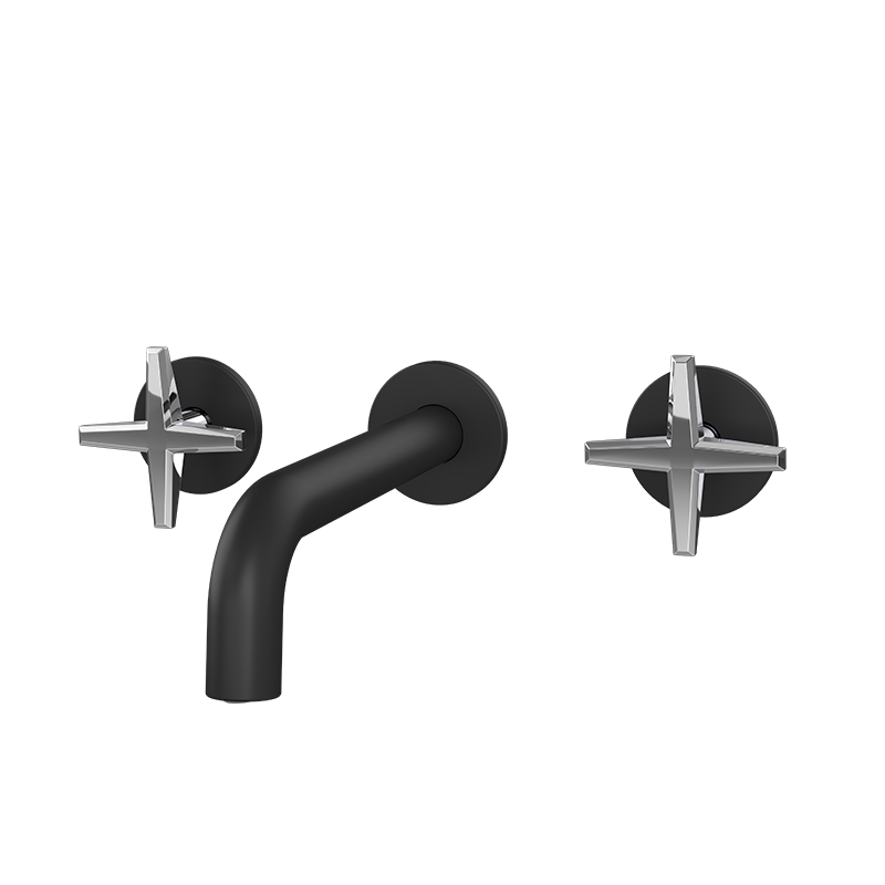 Rubi Lexa — Robinet mural pour lavabo (RLX17) — fini Noir / Chrome
