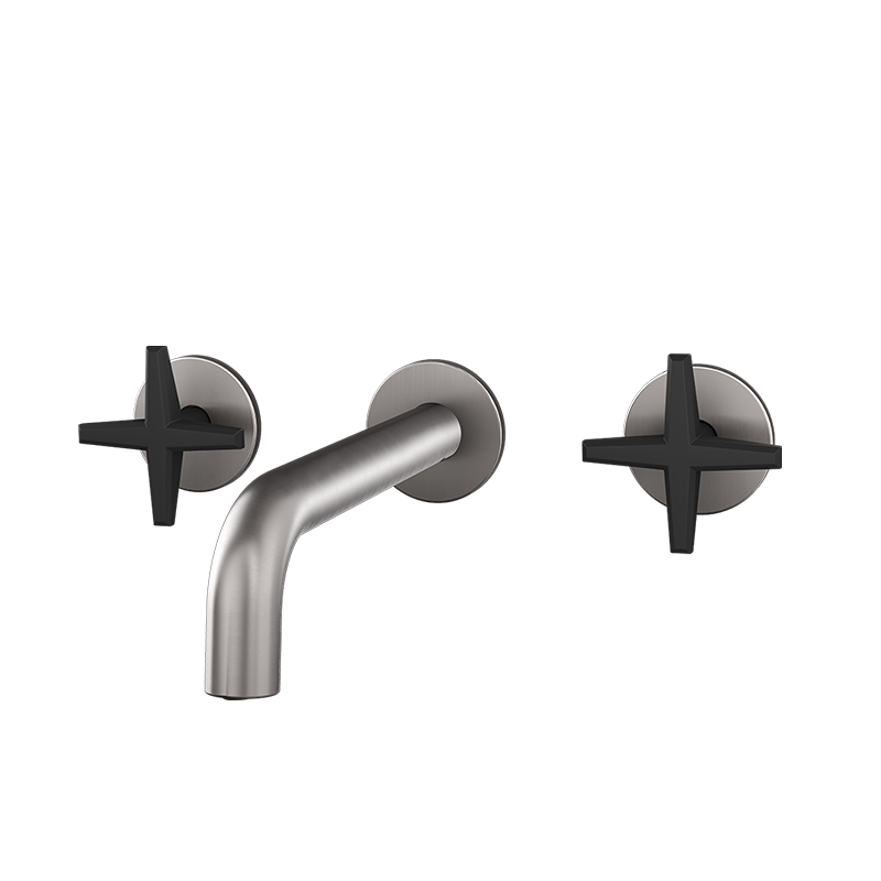 Rubi Lexa — Robinet mural pour lavabo (RLX17) — fini Inox / Noir