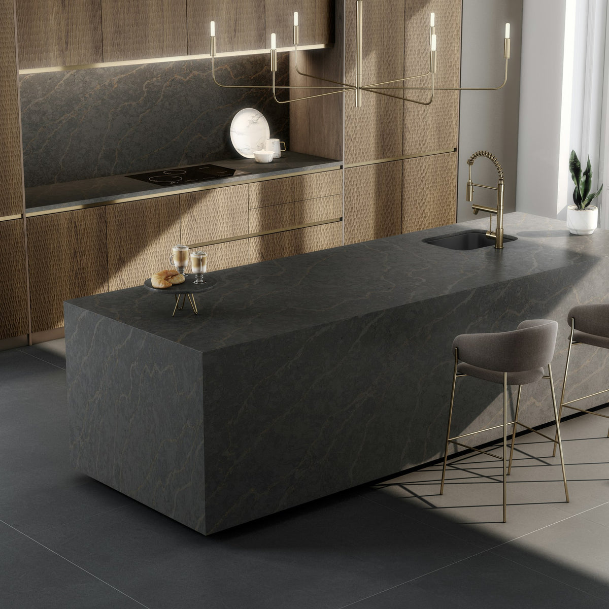 Silestone Bohemian Flame — projet silestone kitchen eu lechic bohemiam flame plano medio | Union Stone