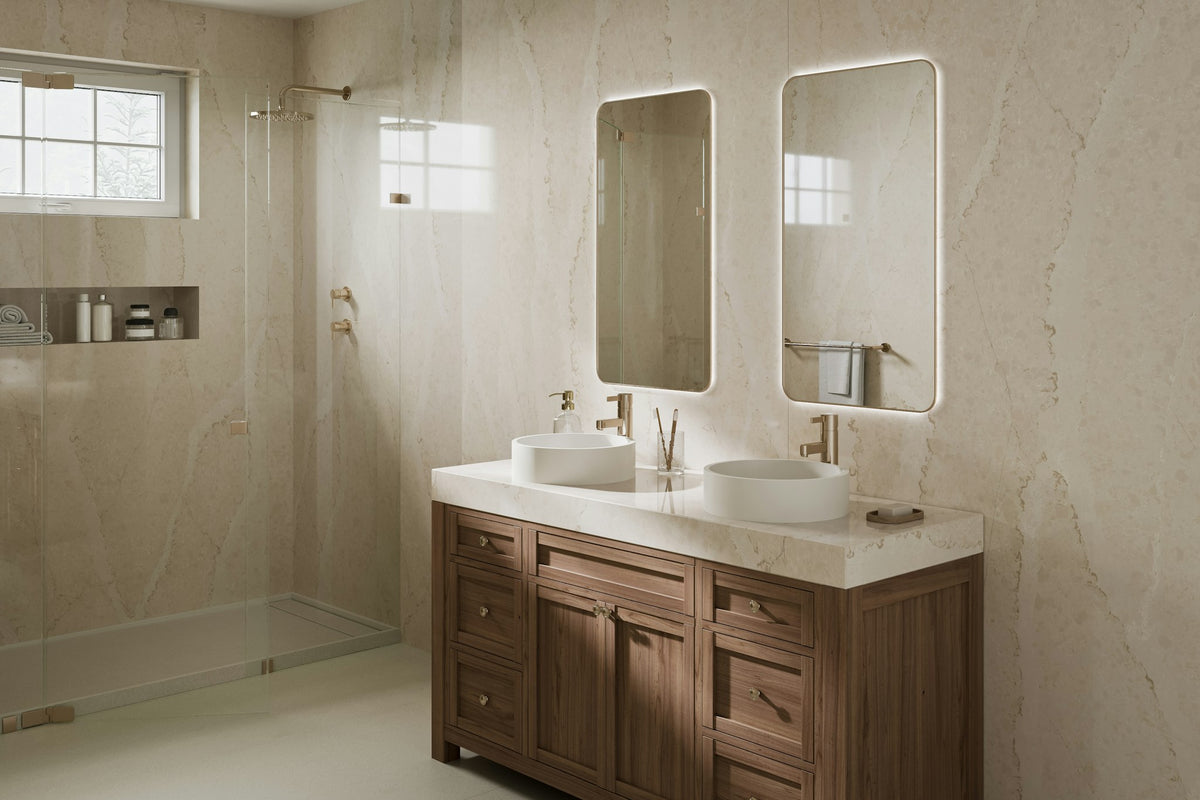 Silestone Calacatta Tova — projet bathroom calacatta tova polished v04 | Union Stone