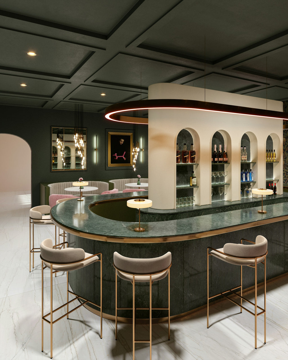Silestone Jardin Emerald — projet restaurante silestone lechic boheme jardin emerald vista barra | Union Stone