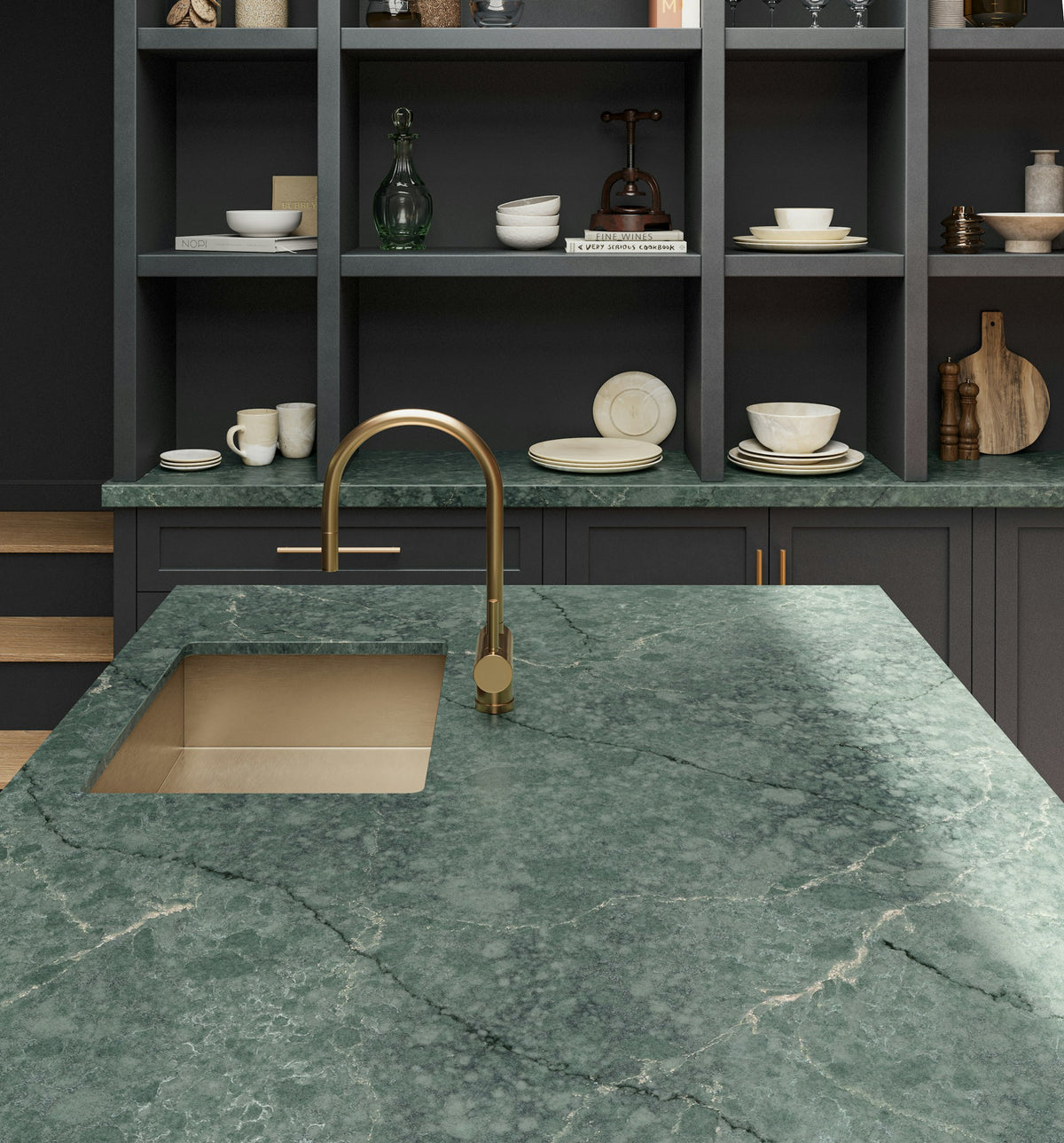 Silestone Jardin Emerald — projet silestone xm european kitchen le chic boheme jardin emerald detalle | Union Stone