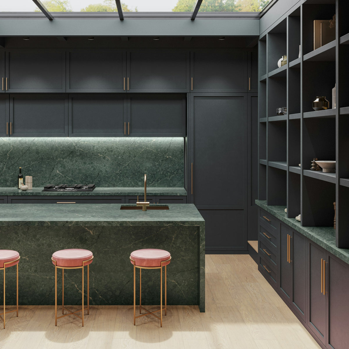 Silestone Jardin Emerald — projet silestone xm european kitchen le chic boheme jardin emerald | Union Stone