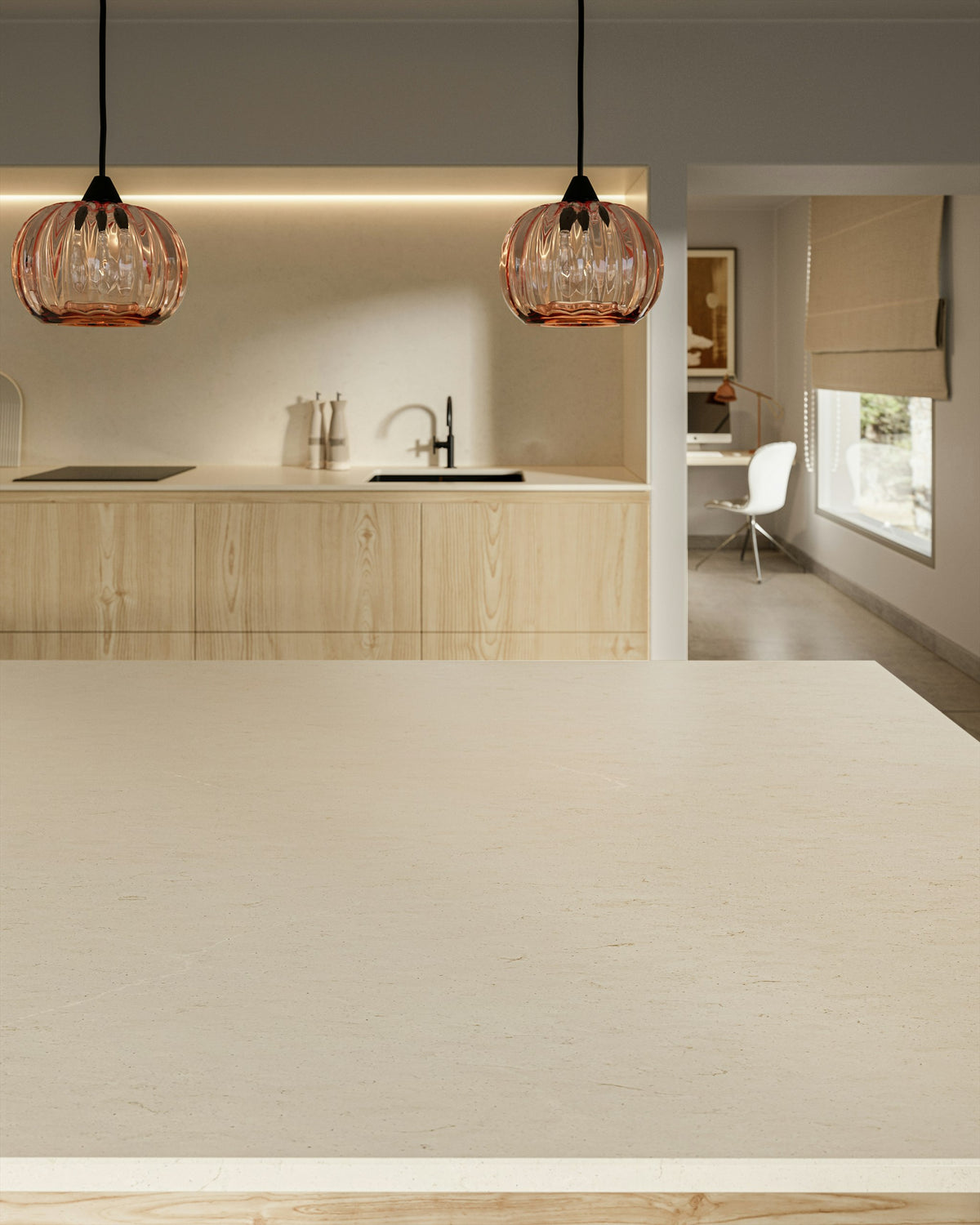 Silestone Linen Cream — projet 240923 cocina linen cream cmgeneral v2 | Union Stone
