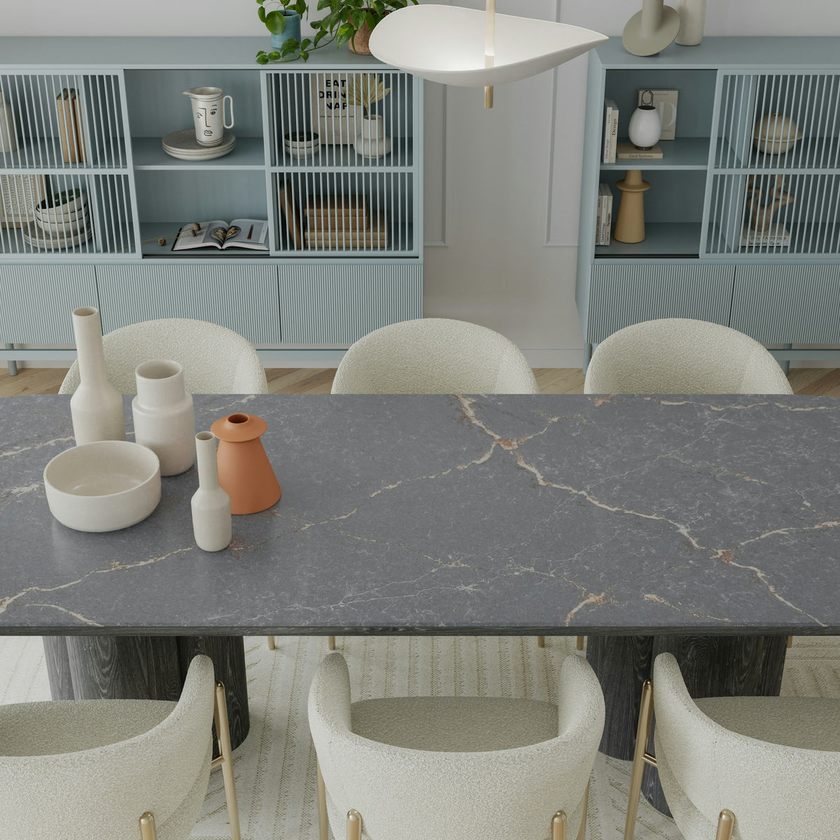 Silestone Parisien Bleu — projet silestone diner room eu le chic parisien bleu plano detalle 1 | Union Stone