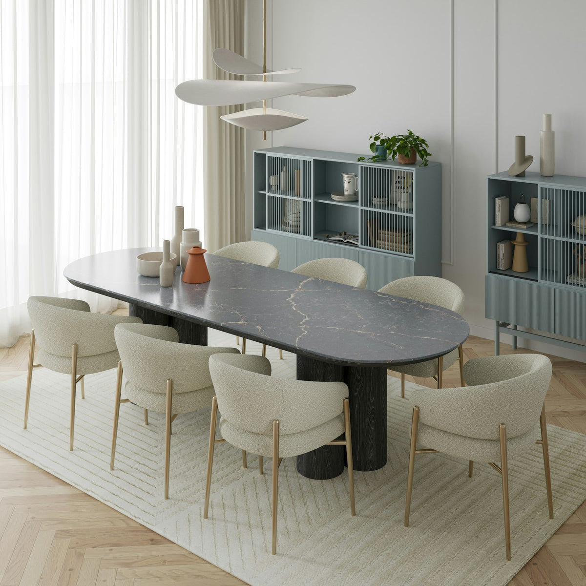 Silestone Parisien Bleu — projet silestone diner room eu le chic parisien bleu plano general | Union Stone