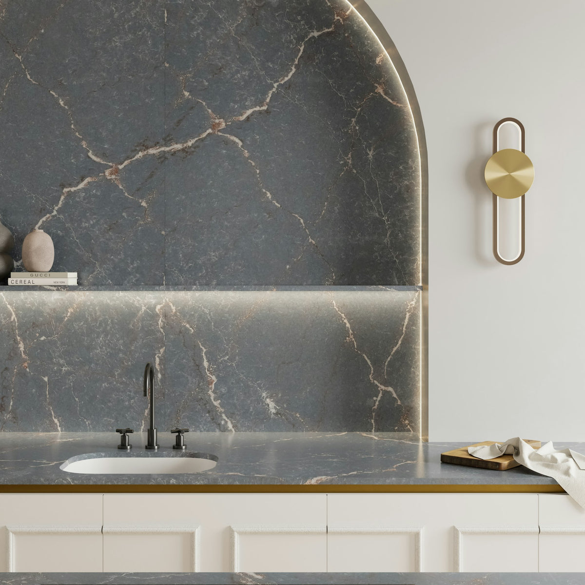 Silestone Parisien Bleu — projet silestone kitchen eu le chic parisien bleu plano detalle | Union Stone