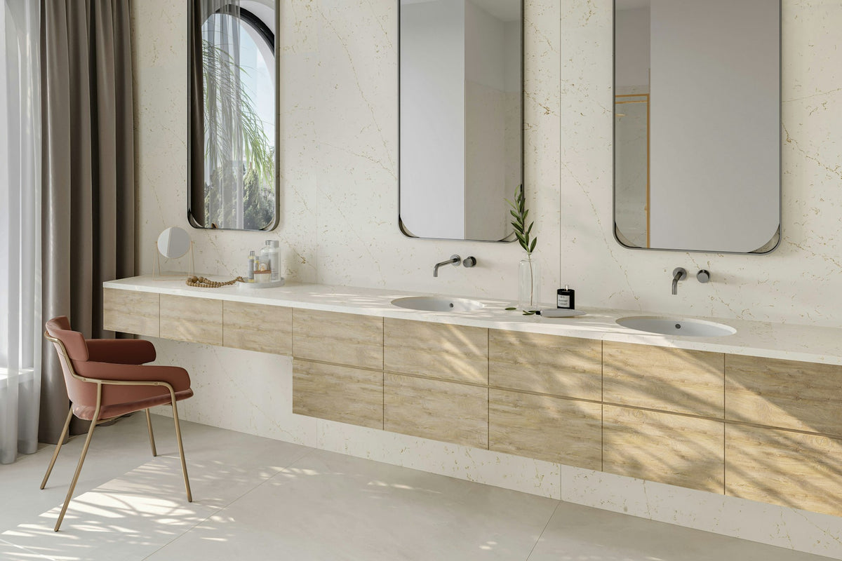 Silestone Persian White — projet silestone bathroom persian white polished b | Union Stone