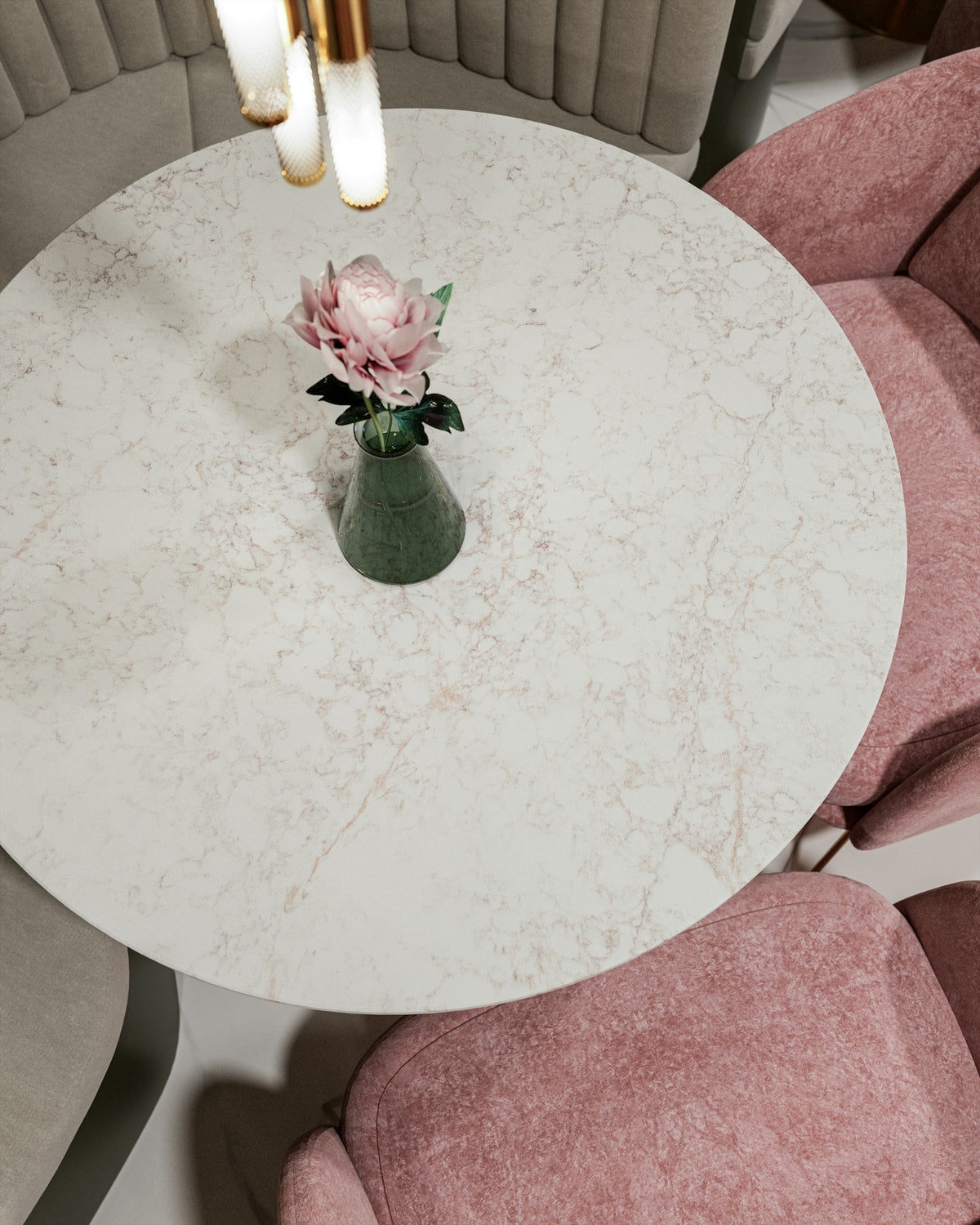 Silestone Riviére Rose — projet restaurante silestone lechic boheme riviere rose super detalle mesa | Union Stone
