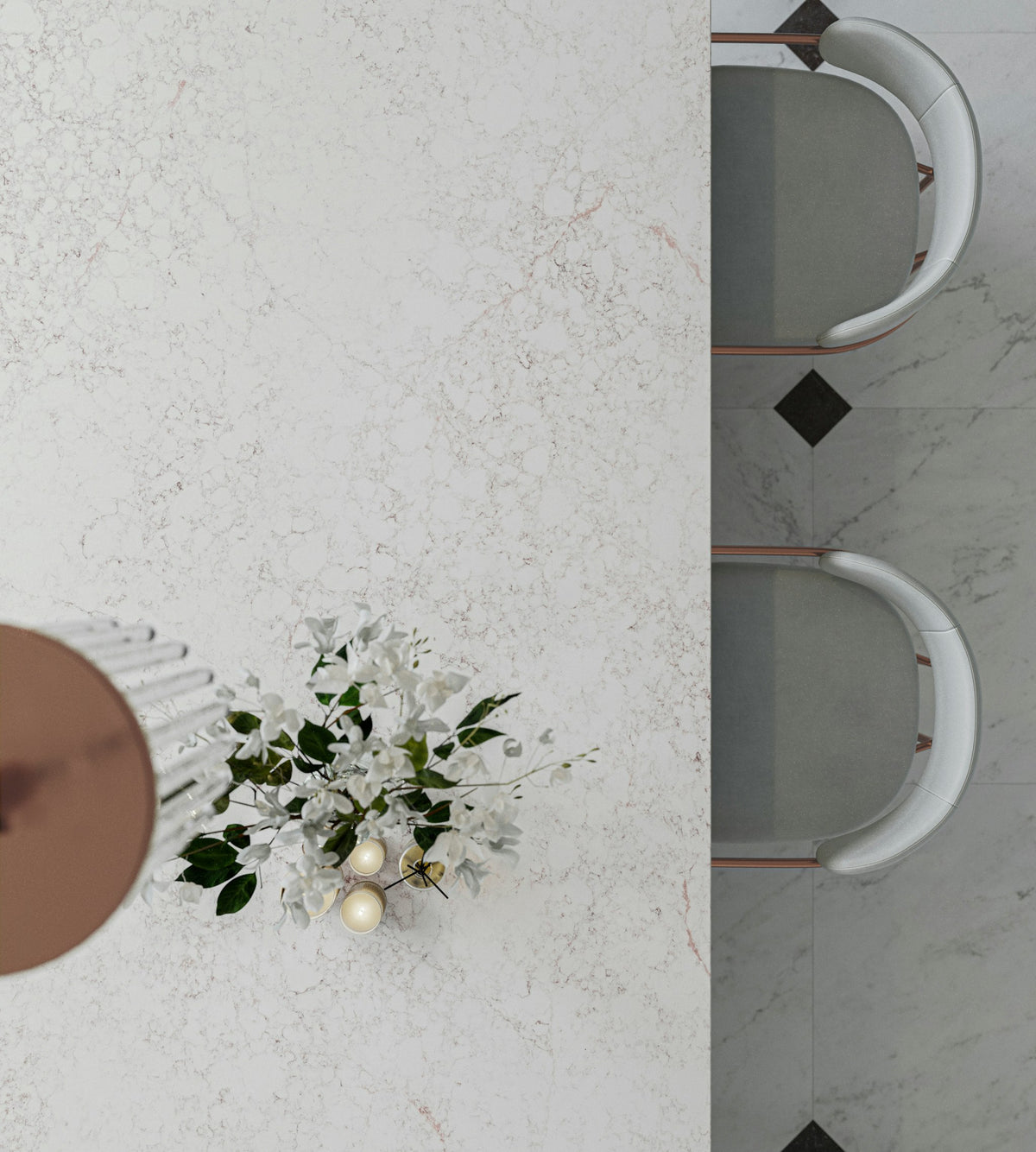 Silestone Riviére Rose — projet silestone xm kitchen usa le chic boheme riviere rose detalle 1 | Union Stone