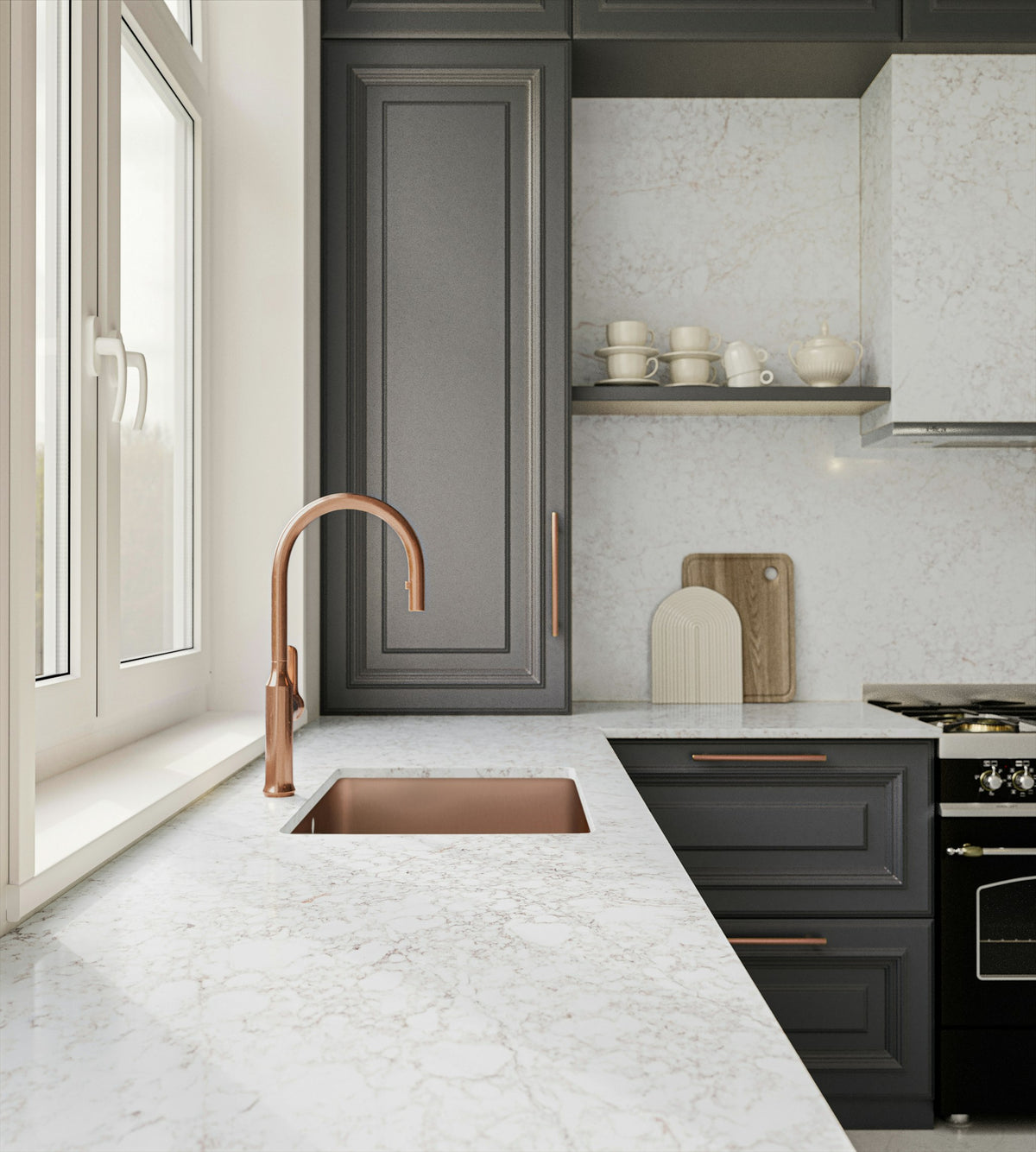 Silestone Riviére Rose — projet silestone xm kitchen usa le chic boheme riviere rose detalle 2 | Union Stone