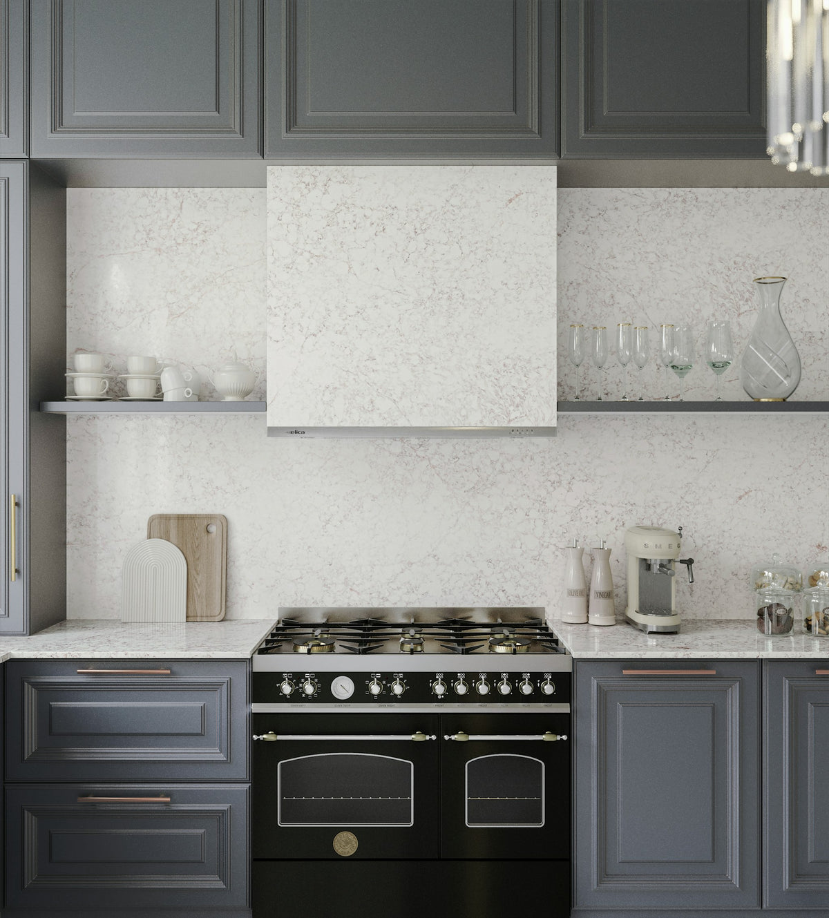 Silestone Riviére Rose — projet silestone xm kitchen usa le chic boheme riviere rose detalle 3 | Union Stone
