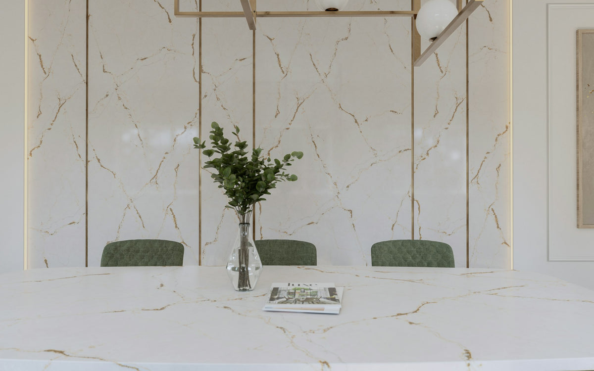 Silestone Versailles Ivory — projet silestone living room eu le chic versailles ivory detalle 1 | Union Stone