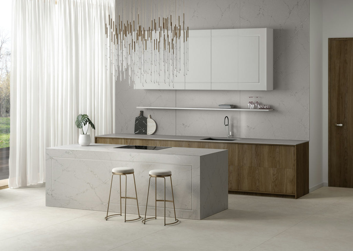 Silestone Victorian Silver — projet silestone kitchen eu lechic victorian silver plano general | Union Stone