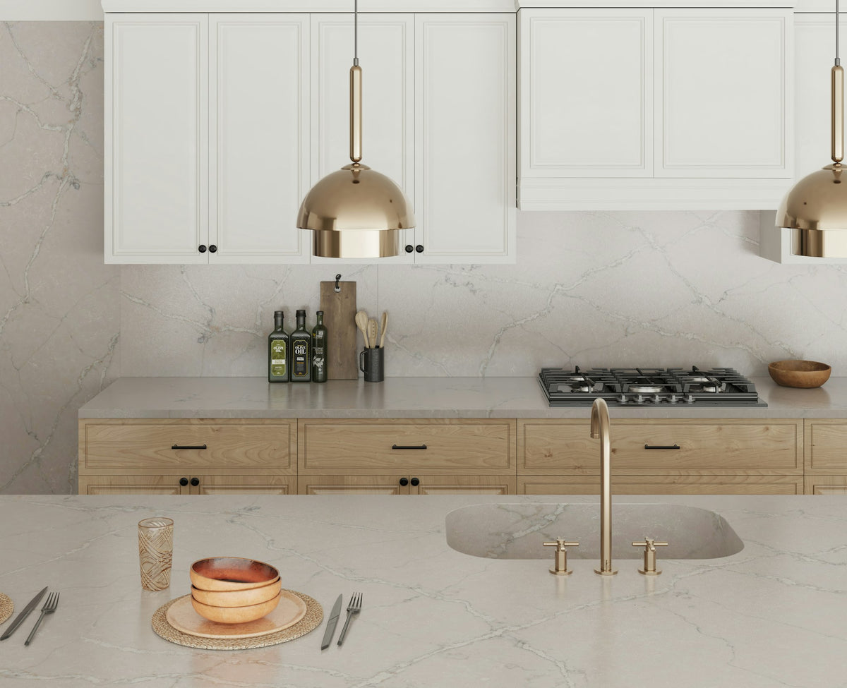 Silestone Victorian Silver — projet silestone kitchen na lechic victorian silver plano detalle | Union Stone