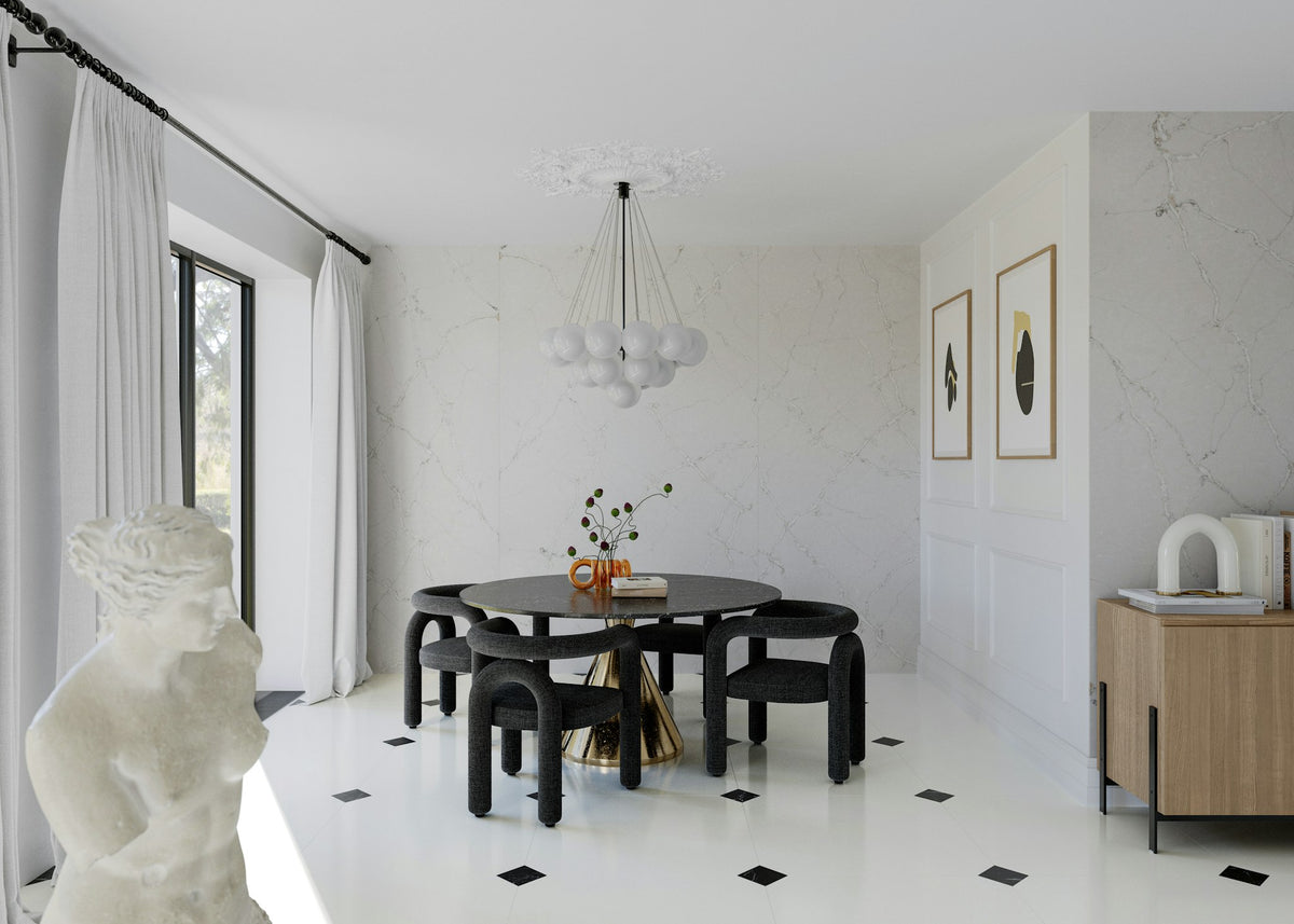 Silestone Victorian Silver — projet silestone living room eu victorian silver romantic ash table plano general | Union Stone